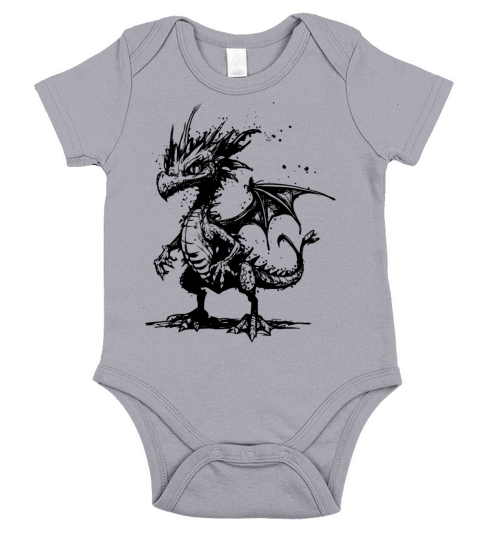 Cool Little Vintage Dragon With Wings Short Sleeve Baby One-Piece