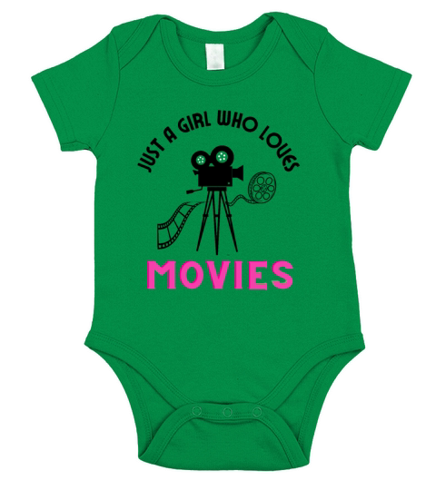 Just a girl who loves movies black and pink design Short Sleeve Baby One-Piece
