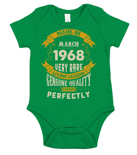 March 1968 Vintage Birthday Present Short Sleeve Baby One-Piece