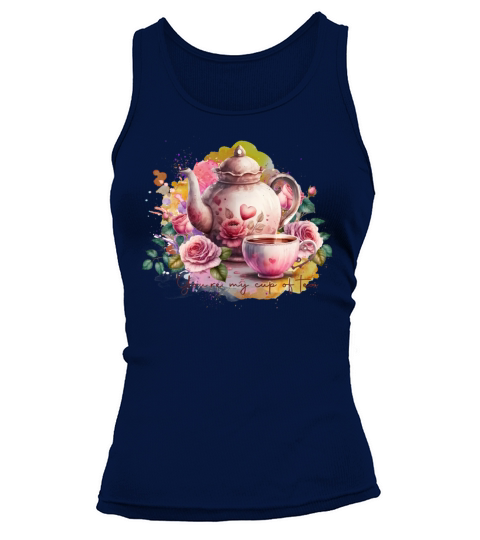 Watercolor Tea Pot And Cup With Flowers Tank top Woman