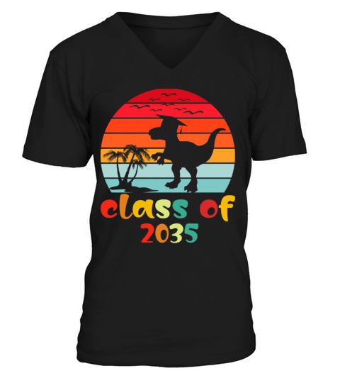 Class Of 2035 Kindergarten Grow With Me Graduation V-Neck T-shirt
