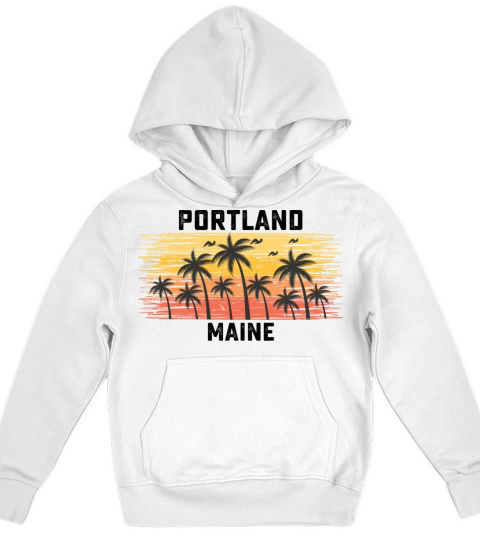 Portland Maine Summer Retro VIntage Vacation Kids Hoodie
