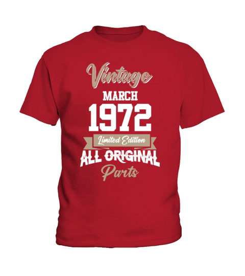 March 1972 Vintage Birthday Present Kids T-Shirt