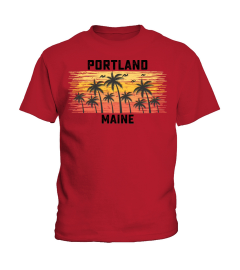 Portland Maine Summer Retro VIntage Vacation Kids T-Shirt