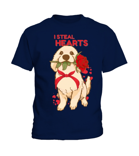 Valentines Day Dog I Steal Hearts Retriever Kids T-Shirt