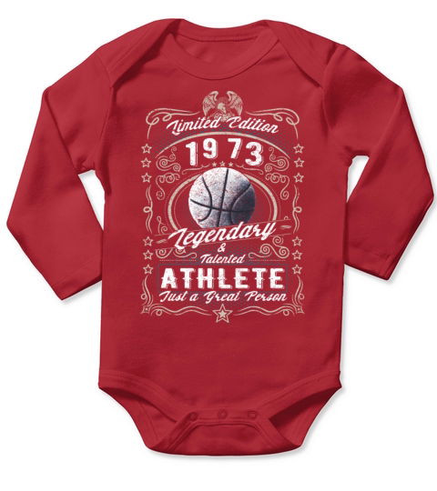 Vintage 1973 Basketball Birthday Gift Sport Hobby Long Sleeve Baby One-Piece