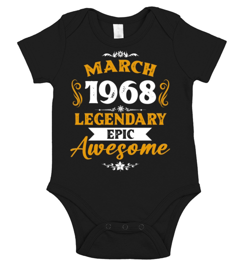 March 1968 Legendary Birthday Present Short Sleeve Baby One-Piece