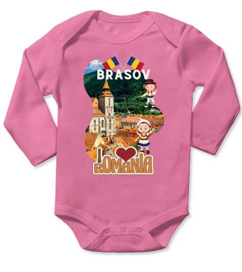 I love Romania Brasov Travel country flag souveni Long Sleeve Baby One-Piece