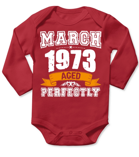 March 1973 Vintage Birthday Present Long Sleeve Baby One-Piece