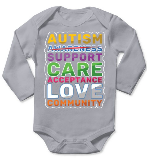 Support Care Love Colorful Puzzle Autism Awareness Long Sleeve Baby One-Piece