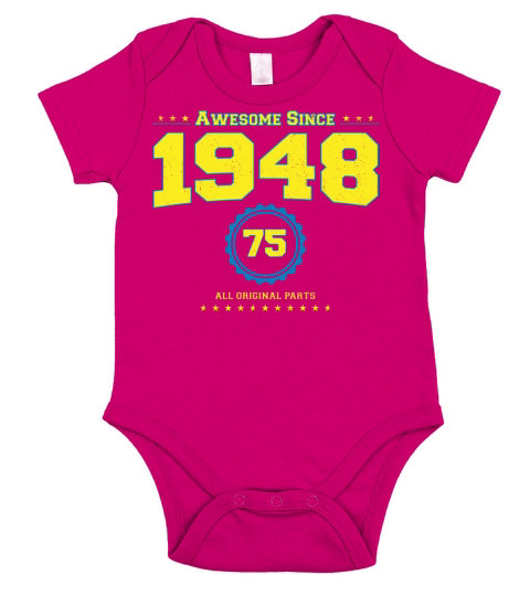 Awesome 1948 Shirt for Men Women 75 Year Old 75th Short Sleeve Baby One-Piece