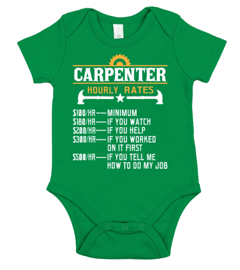 Carpenter Hourly Rate - Funny Carpentry Woodworkin Short Sleeve Baby One-Piece