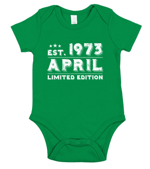 Est April 1973 - Birthday Present - Vintage Short Sleeve Baby One-Piece