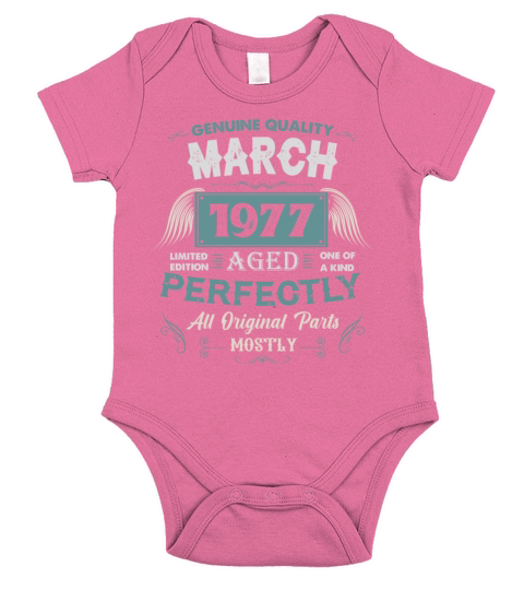 March 1977 Vintage Birthday Present Short Sleeve Baby One-Piece