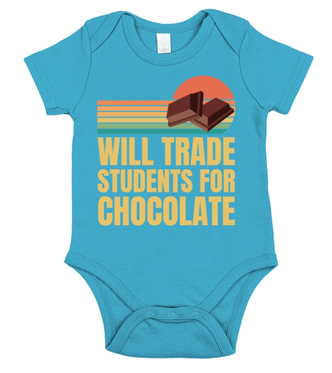Retro Will Trade Students For Chocolate Teacher Short Sleeve Baby One-Piece
