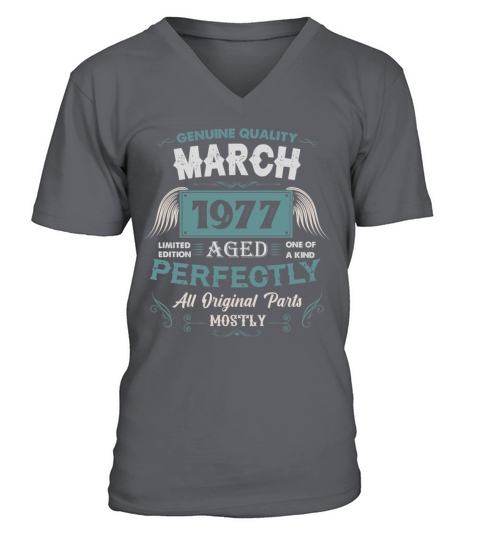 March 1977 Vintage Birthday Present V-Neck T-shirt