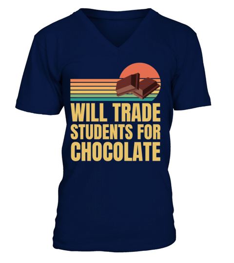 Retro Will Trade Students For Chocolate Teacher V-Neck T-shirt