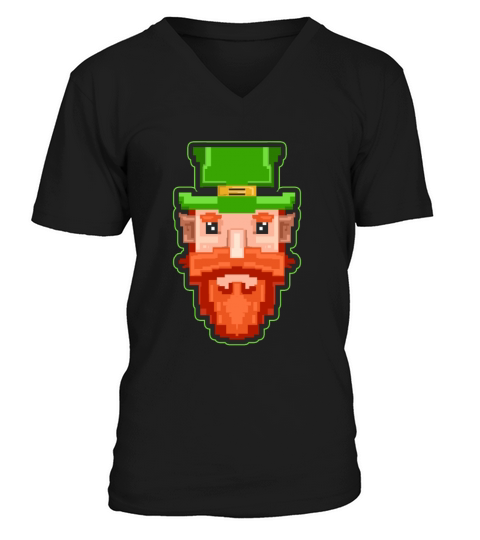 Vintage Pixel 90s Leprechaun For St Patricks Day V-Neck T-shirt