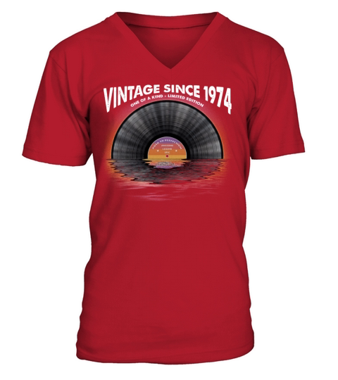 Vintage since 1974 Retro Disco Music Vintage V-Neck T-shirt