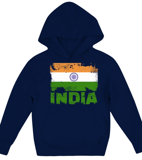 India Flag Vintage Distressed Indian Grunge Travel Kids Hoodie