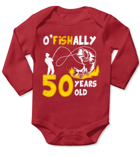 50th Birthday Fishing 1973 Vintage Fisherman Angle Long Sleeve Baby One-Piece