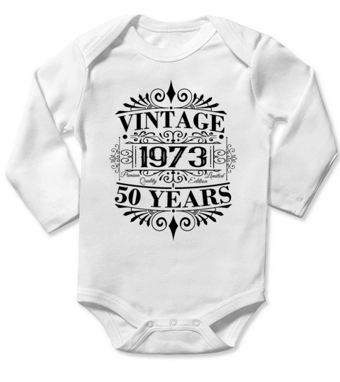 50th Birthday Vintage 1973 Ornaments Sayings Long Sleeve Baby One-Piece