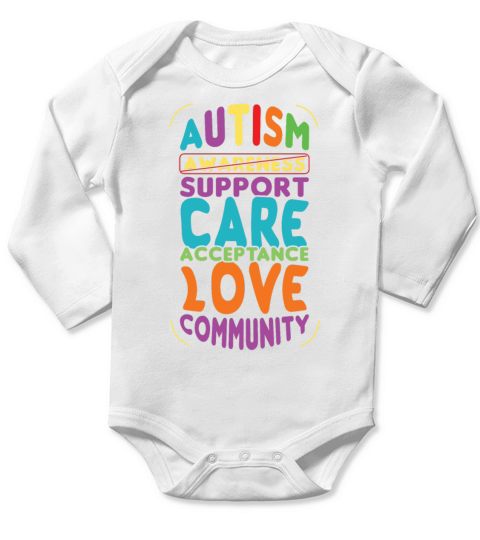 Acceptance Love Colorful Puzzle Autism Awareness Long Sleeve Baby One-Piece