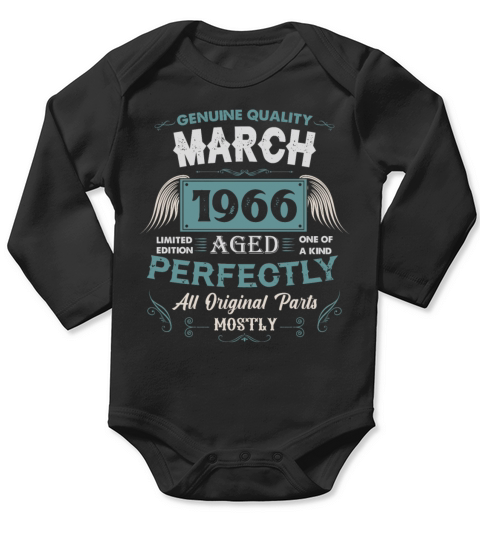 March 1966 Vintage Birthday Present Long Sleeve Baby One-Piece