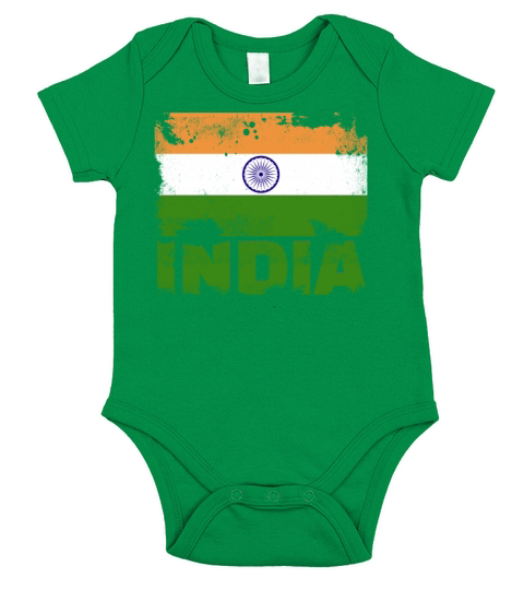 India Flag Vintage Distressed Indian Grunge Travel Short Sleeve Baby One-Piece
