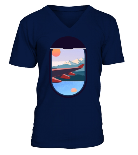 Wanderlust Travel Plane Window Landscape Nature V-Neck T-shirt