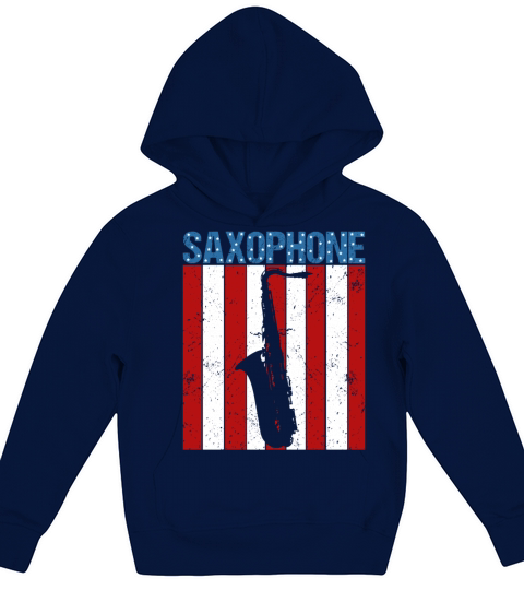 American Flag Vintage Saxophone Jazz Player Music Kids Hoodie