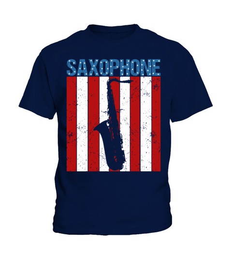 American Flag Vintage Saxophone Jazz Player Music Kids T-Shirt