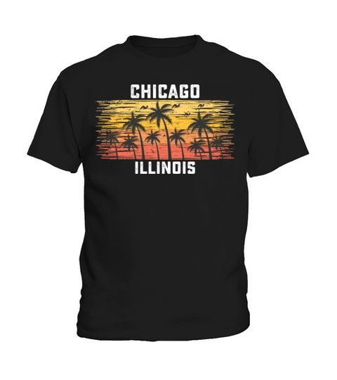 Chicago Illinois Summer Retro VIntage Vacation Kids T-Shirt
