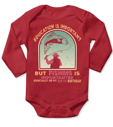 25th birthday angler fishing vintage gift Long Sleeve Baby One-Piece