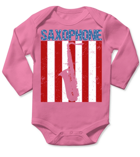 American Flag Vintage Saxophone Jazz Player Music Long Sleeve Baby One-Piece