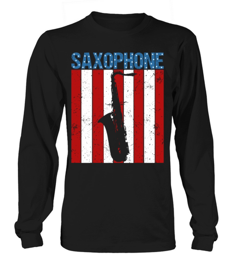American Flag Vintage Saxophone Jazz Player Music Long sleeved Unisex