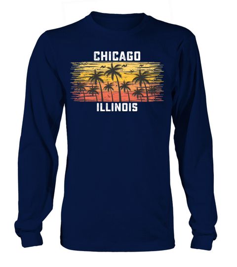 Chicago Illinois Summer Retro VIntage Vacation Long sleeved Unisex