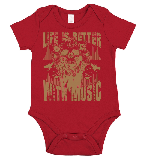 Life Is Better With Music Brown Short Sleeve Baby One-Piece