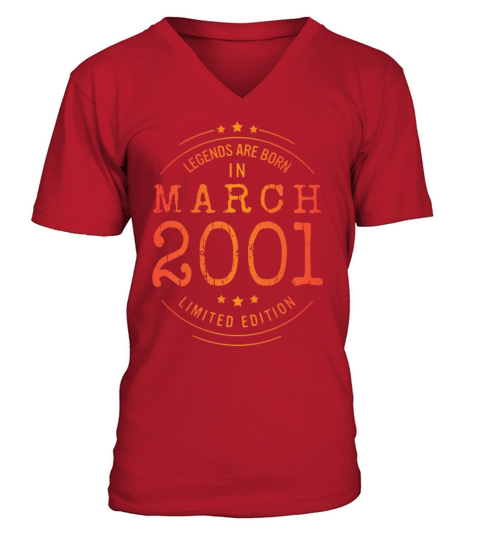 Birthday March 2001 Limited Edition Vintage V-Neck T-shirt