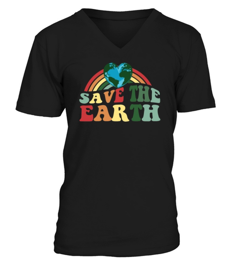 Vintage Retro Earth Day Save the Earth V-Neck T-shirt