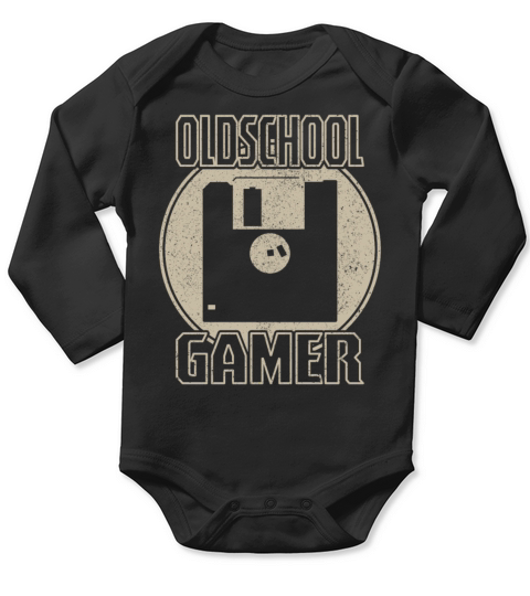 Oldschool Gamer Diskette Floppy Games Nerd Geek Long Sleeve Baby One-Piece