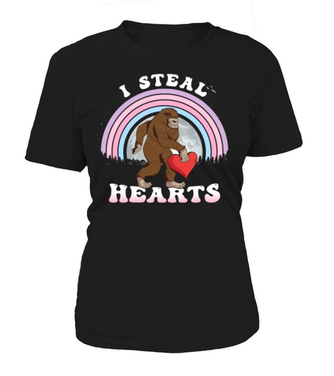 Valentines Day Bigfoot I Steal Hearts Girls Women Women's T-Shirt