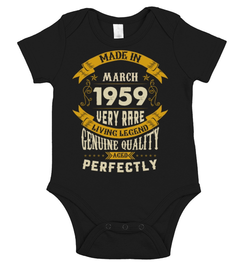 March 1959 Vintage Birthday Present Short Sleeve Baby One-Piece