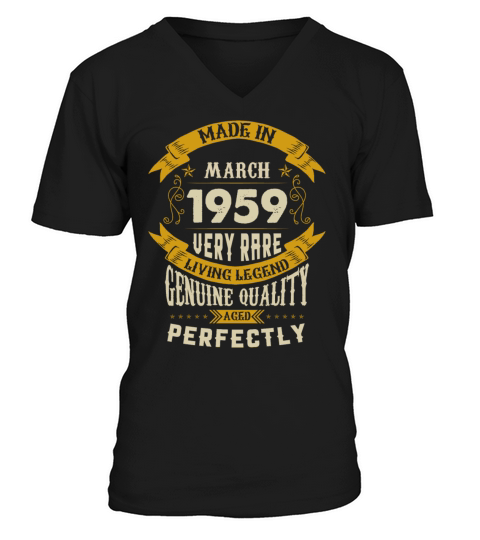 March 1959 Vintage Birthday Present V-Neck T-shirt