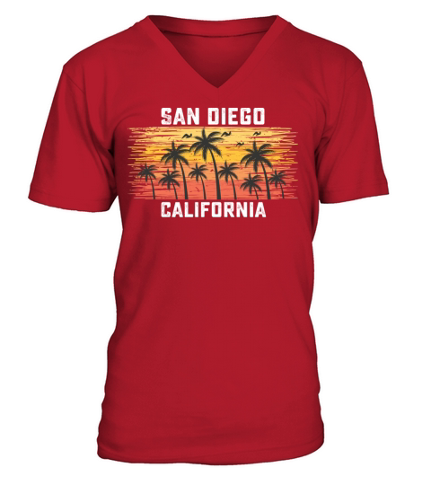 San Diego California Summer Retro VIntage Vacation V-Neck T-shirt