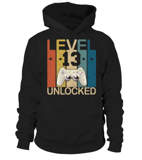 Vintage Level 13 Unlocked Funny Video Gamer Hoodie Unisex