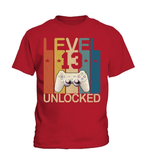 Vintage Level 13 Unlocked Funny Video Gamer Kids T-Shirt