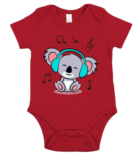 Cute koala Listening To Music Short Sleeve Baby One-Piece