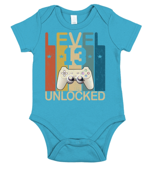 Vintage Level 13 Unlocked Funny Video Gamer Short Sleeve Baby One-Piece