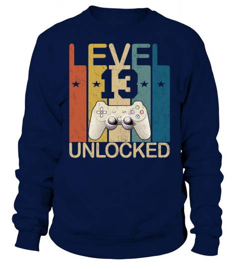 Vintage Level 13 Unlocked Funny Video Gamer Sweatshirt Unisex